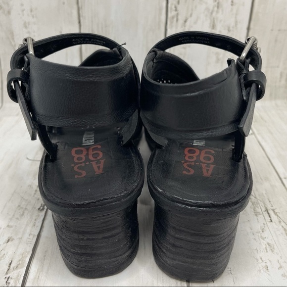 A.s.98 Keldon Sandal In Black Leather Size 6-6.5 - Picture 8 of 15